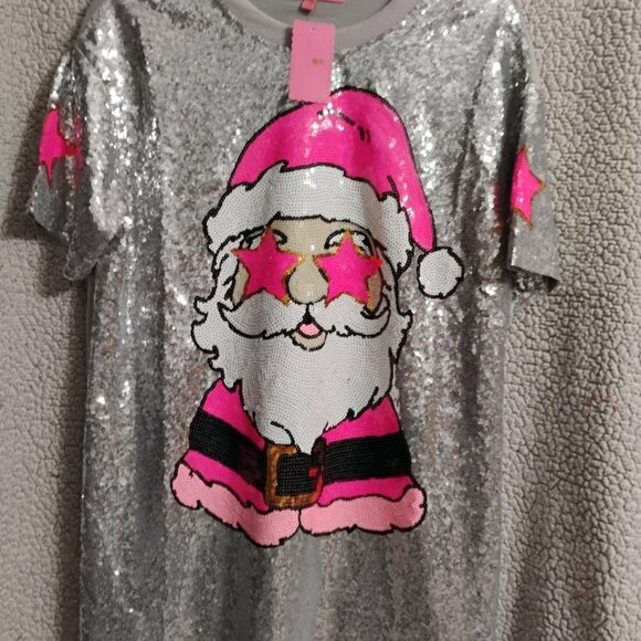 Simply Southern Dresses & Skirts - Simply Southern Sequin Silver Santa Shift Dress S/M NWT
